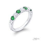 Petite Alternating Round Emerald and Diamond Band