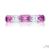 Alternating Pink Sapphire & Diamond Band