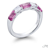 Alternating Pink Sapphire & Diamond Band