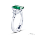 Emerald Cut Emerald Ring with Trapezoid & Straight Baguette Diamonds
