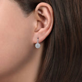 Round Diamond Cluster Leverback Earrings