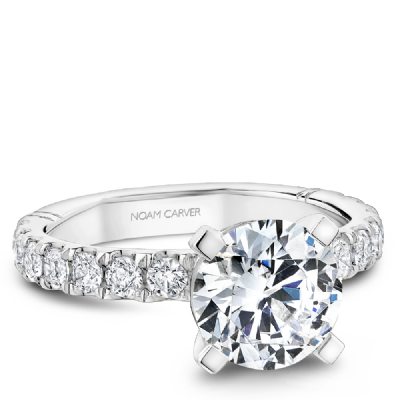 Accented Engagement Ring with Hidden Halo & Diamond Shank (0.05ct Diamonds)