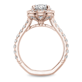 Claw Prong Cushion Halo Diamond Accented Engagement Ring