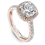 Claw Prong Cushion Halo Diamond Accented Engagement Ring