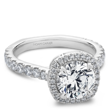 Load image into Gallery viewer, Claw Prong Cushion Halo Diamond Accented Engagement Ring
