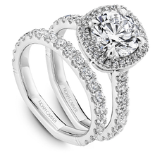 Load image into Gallery viewer, Claw Prong Cushion Halo Diamond Accented Engagement Ring
