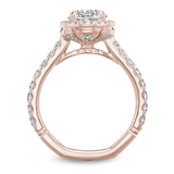 Claw Prong Cushion Halo Diamond Accented Engagement Ring