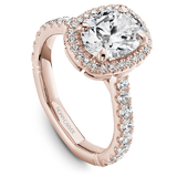 Claw Prong Cushion Halo Diamond Accented Engagement Ring