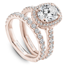 Load image into Gallery viewer, Claw Prong Cushion Halo Diamond Accented Engagement Ring
