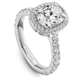 Claw Prong Cushion Halo Diamond Accented Engagement Ring