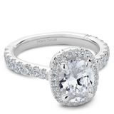Claw Prong Cushion Halo Diamond Accented Engagement Ring