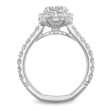 Claw Prong Cushion Halo Diamond Accented Engagement Ring