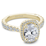 Claw Prong Cushion Halo Diamond Accented Engagement Ring