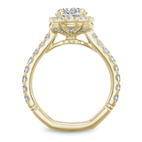 Claw Prong Cushion Halo Diamond Accented Engagement Ring