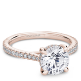 Claw Prong Diamond Accented Engagement Ring with Hidden Halo