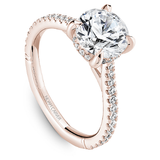 Claw Prong Diamond Accented Engagement Ring with Hidden Halo