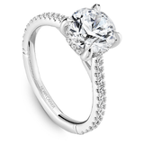 Claw Prong Diamond Accented Engagement Ring with Hidden Halo