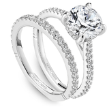 Claw Prong Diamond Accented Engagement Ring with Hidden Halo