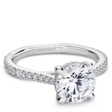 Claw Prong Diamond Accented Engagement Ring with Hidden Halo
