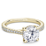 Claw Prong Diamond Accented Engagement Ring with Hidden Halo