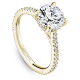 Claw Prong Diamond Accented Engagement Ring with Hidden Halo