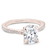 Claw Prong Diamond Accented Engagement Ring with Hidden Halo