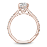 Claw Prong Diamond Accented Engagement Ring with Hidden Halo