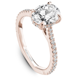 Claw Prong Diamond Accented Engagement Ring with Hidden Halo
