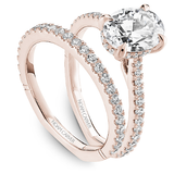 Claw Prong Diamond Accented Engagement Ring with Hidden Halo