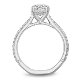 Claw Prong Diamond Accented Engagement Ring with Hidden Halo