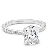 Claw Prong Diamond Accented Engagement Ring with Hidden Halo