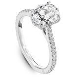 Claw Prong Diamond Accented Engagement Ring with Hidden Halo