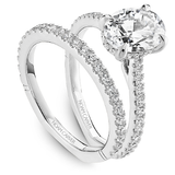 Claw Prong Diamond Accented Engagement Ring with Hidden Halo