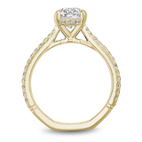 Claw Prong Diamond Accented Engagement Ring with Hidden Halo