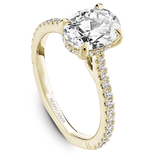 Claw Prong Diamond Accented Engagement Ring with Hidden Halo