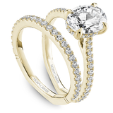 Claw Prong Diamond Accented Engagement Ring with Hidden Halo