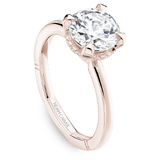 Claw Prong Solitaire Engagement Ring with Hidden Halo