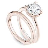 Claw Prong Solitaire Engagement Ring with Hidden Halo