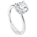 Claw Prong Solitaire Engagement Ring with Hidden Halo