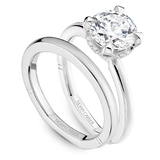 Claw Prong Solitaire Engagement Ring with Hidden Halo