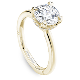 Claw Prong Solitaire Engagement Ring with Hidden Halo