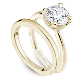 Claw Prong Solitaire Engagement Ring with Hidden Halo