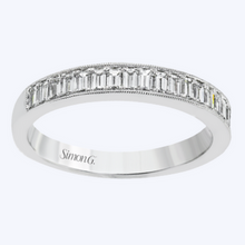 Load image into Gallery viewer, Milgrain Edged Baguette Diamond Band
