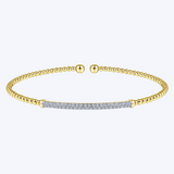 Bujukan Split Cuff Bracelet with Diamond Pave Bar