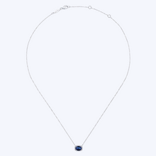 Load image into Gallery viewer, Oval Sapphire and Diamond Halo Pendant Necklace
