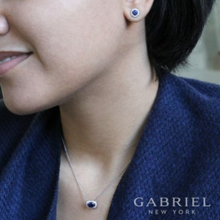 Load image into Gallery viewer, Oval Sapphire and Diamond Halo Pendant Necklace
