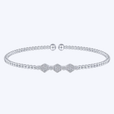 Bujukan Bead Cuff Bracelet with Cluster Diamond Hexagon Stations