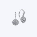 Round Diamond Cluster Leverback Earrings