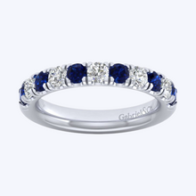 Load image into Gallery viewer, 11 Stone Diamond and Sapphire Anniversary Band
