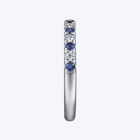 15 Stone Diamond and Sapphire Anniversary Band